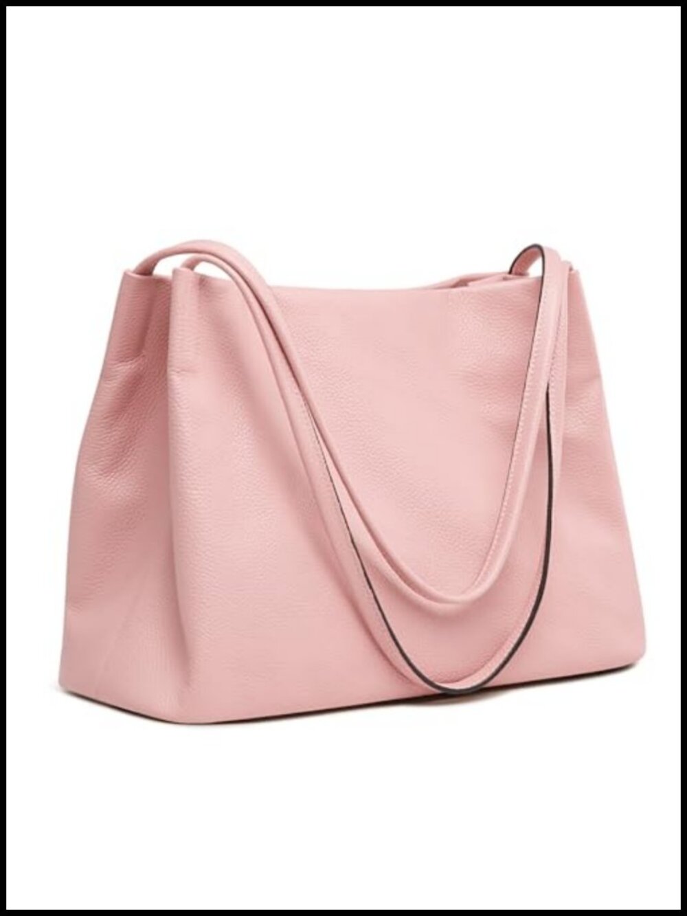 Top Grain Leather Hobo Tote Bag Pebbled Cowhide Magnetic Snap